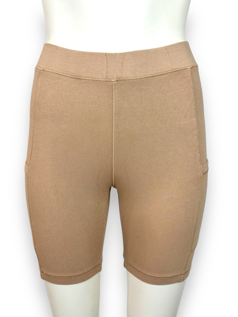 Monrow Biker Shorts Women's XS Taupe Brown Athleisure Movement Pockets $108